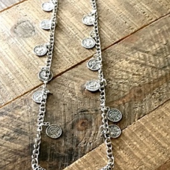 NWT Silver Colored Blue Beaded Long Boho Oversized Statement Necklace - Picture 5 of 6